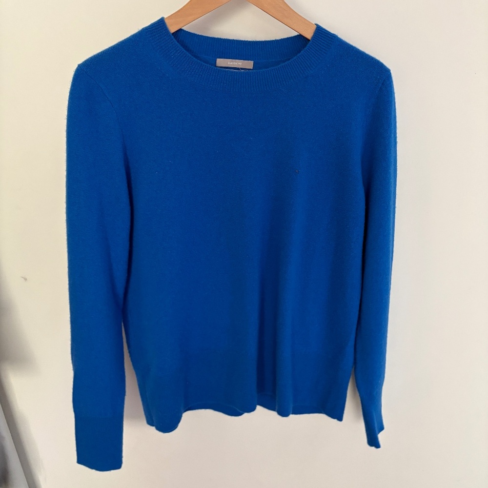 J.CREW Women’s Cashmere Classic-Fit Crewneck Sweater Blue Size Medium
